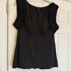 Ruffled Black Sleeveless Blouse